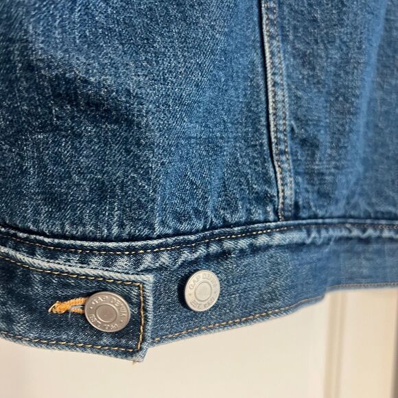 GAP Denim Sherpa Icon Jean Jacket Oversized XSP Trucker Warm Jean $118 retail - Picture 11 of 11